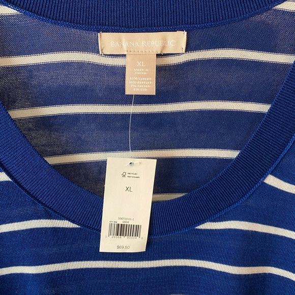 NWT Banana Republic Blue & White Tunic Length Sweater - Size XL - Picture 3 of 3